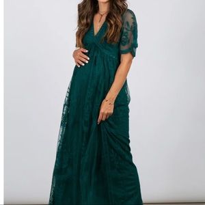Pinkblush green lace maternity dress Medium